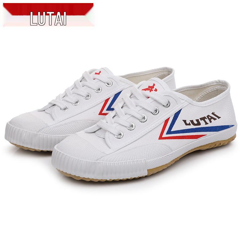 Men's Lutai Round-Toe Canvas Wushu Sneakers – Casual White Athletic Shoes for Running