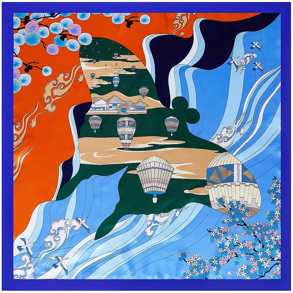 Luxury four leaf clover flower Headband Hijab Bandana Women Satin Silk Scarf Shawl Foulards Femme Square Scarves Wraps 90*90CM