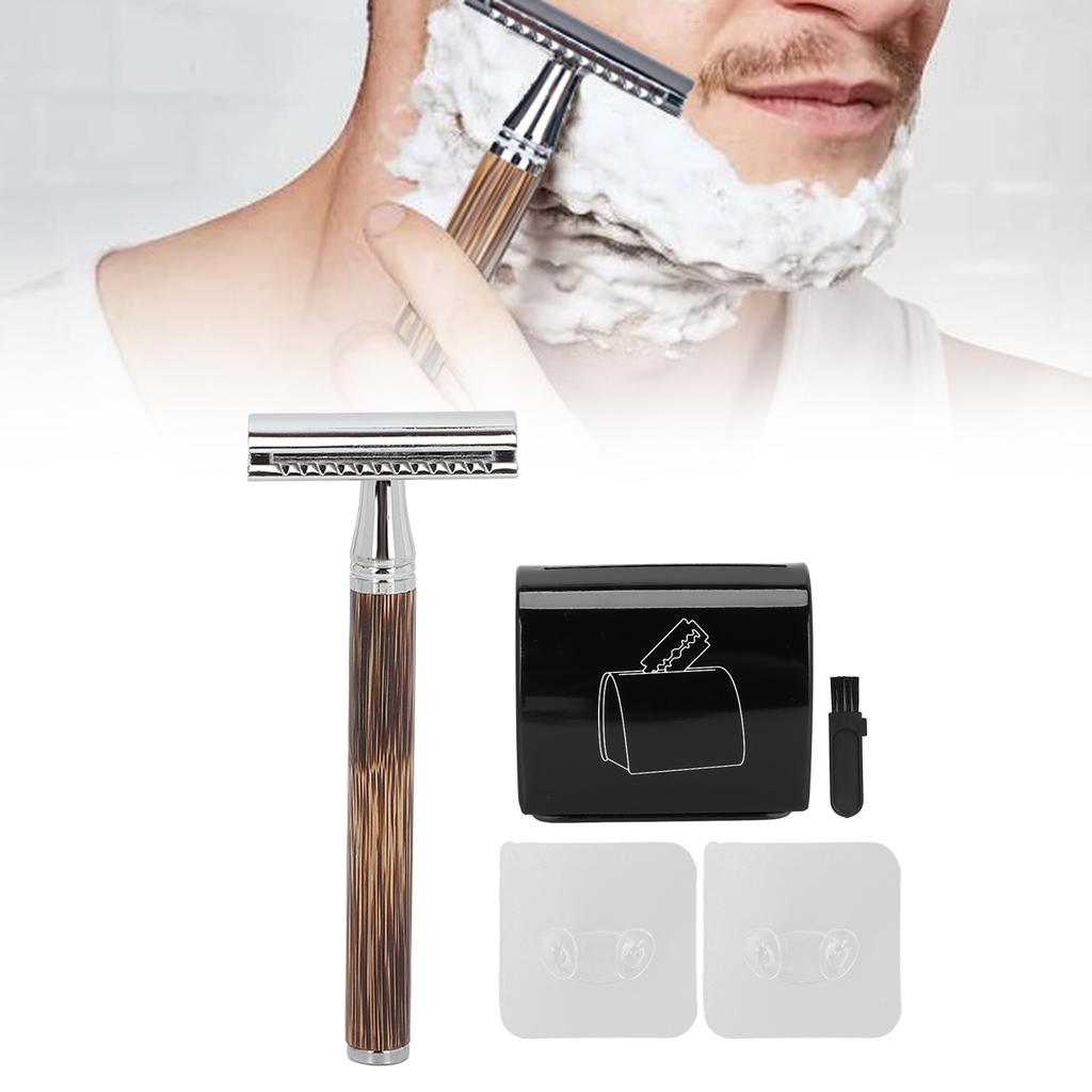 Bamboo Silver Razor Manual Old Fashioned Razor Mens Razor Set Including Razor Blade Recycling Box and Razor Holder