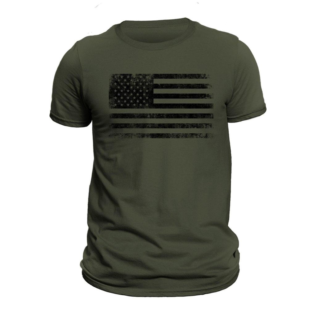 USA Flag Black Distressed Men's T-shirt