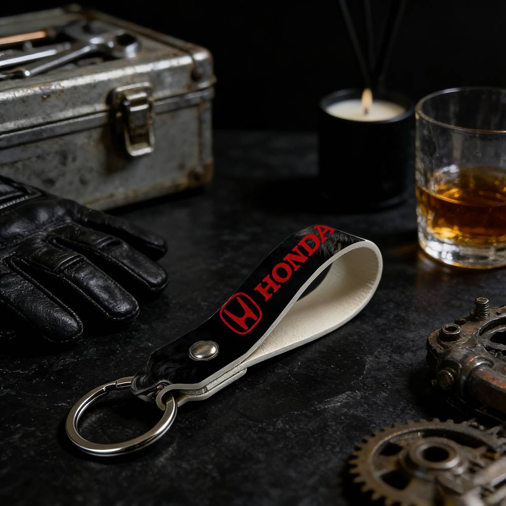 For Honda High Quality PU Leather Moto Keychain Vintage Style Key Pendant For Scooter Motocross TV7