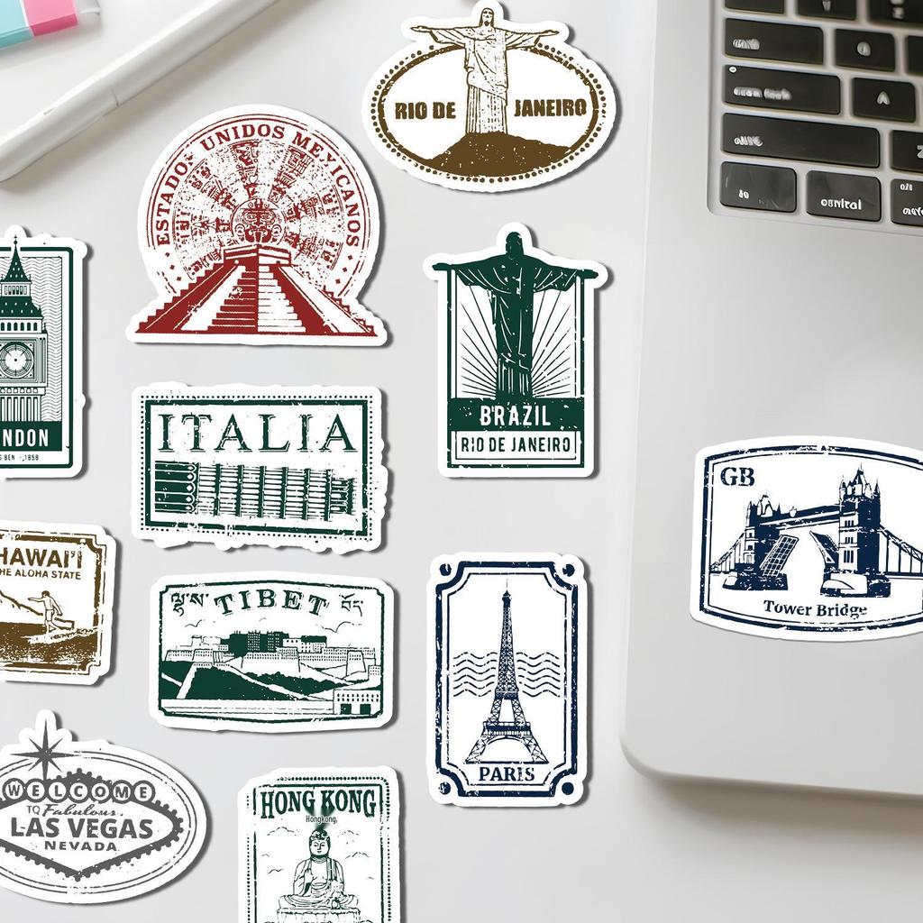 50 Postmark Graffiti Stickers: Cartoon Decor for Laptops, Suitcases, Phones, and Cups