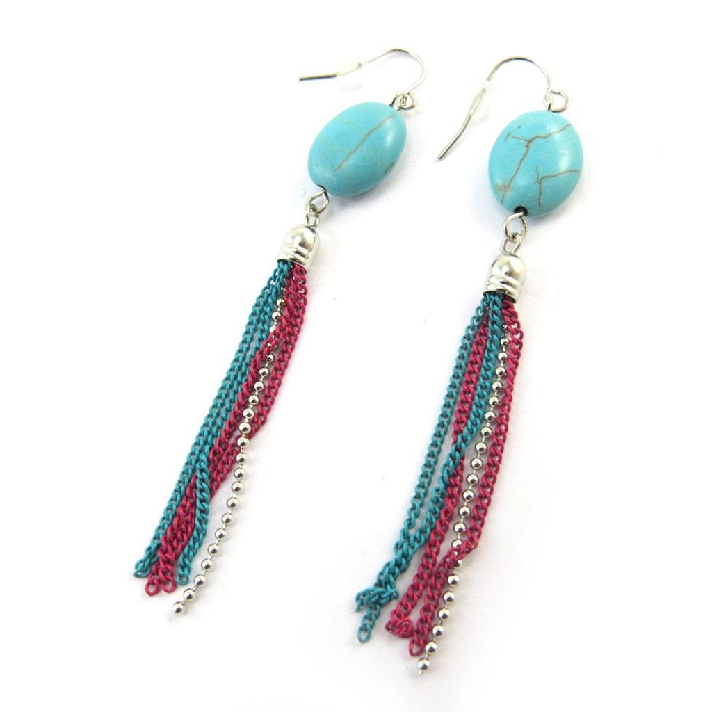 Les Trésors De Lily [N3583] - Boucles Créateur 'Kilimanjaro' turquoise rouge