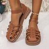 Reclaimed Shoe - Vintage Women's Shoes - Chunky Heel Sandals - Flat Round-toe Shoes