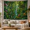 Tropical Rainforest Wall Tapestry Green Leaves Waterfall Landscape Hanging Blanket Aesthetic Room Decor Fabric Tapestries
