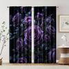 2 Pcs, Filtering Curtains (excluding Rods, Non-movable, Without Batteries) Purple Rose for Use In Bedrooms and Living Rooms