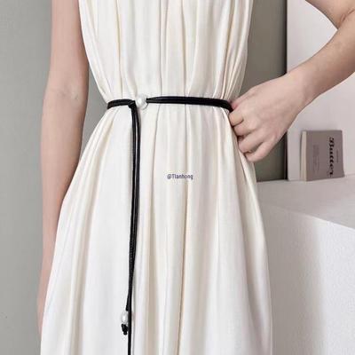 Summer Pearl Thin Waist Rope Belt for Dresses – Women's Fashion Accessory In Simple Style