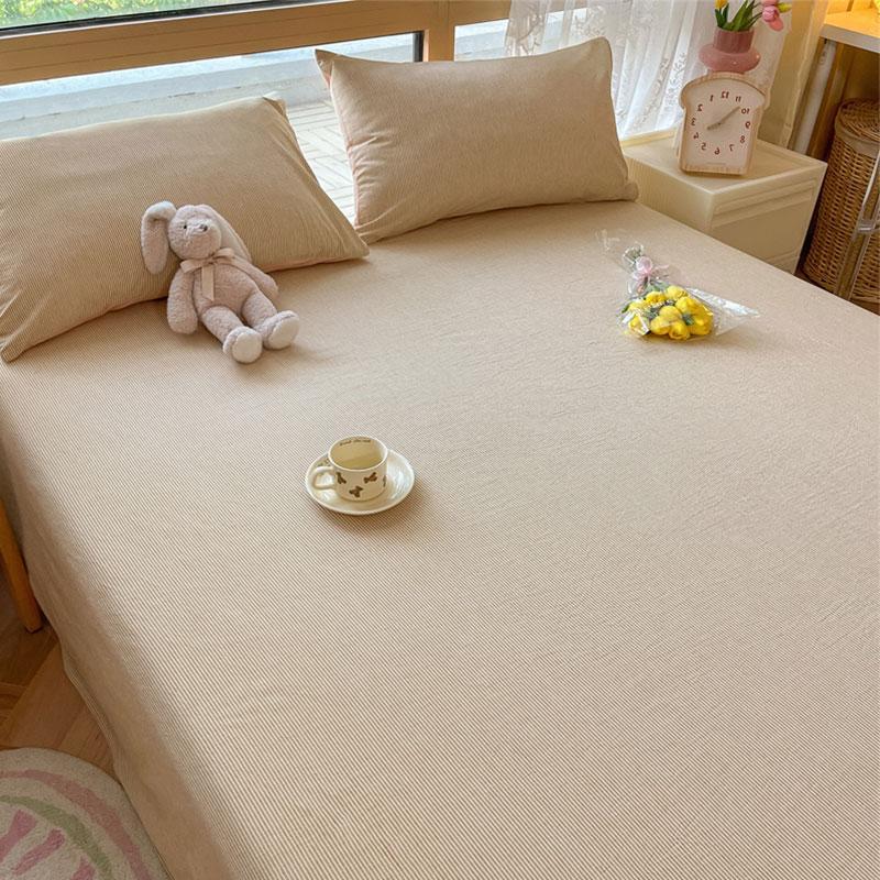 Minimalist Striped Thick Solid Bed Sheet For Single Double Household & Student Dormitory Bed