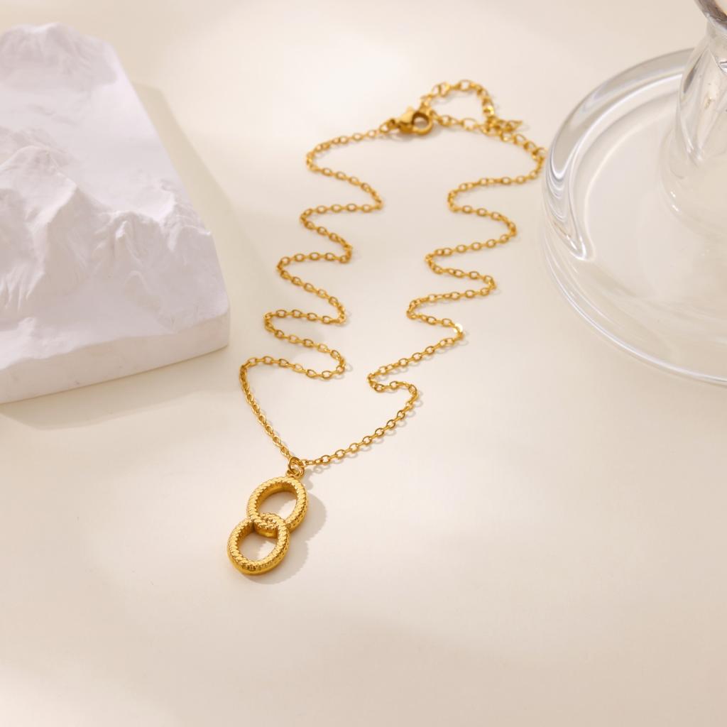 Stainless Steel Circle Necklace For Women Men 18k Gold Plated Geometric Pendant Necklace  Design Brand Jewelry