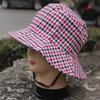 Ретро-шляпа-ведро в клетку, женская милая рыболовная шляпа со шнуровкой, летняя шляпа с защитой от солнца и ультрафиолета