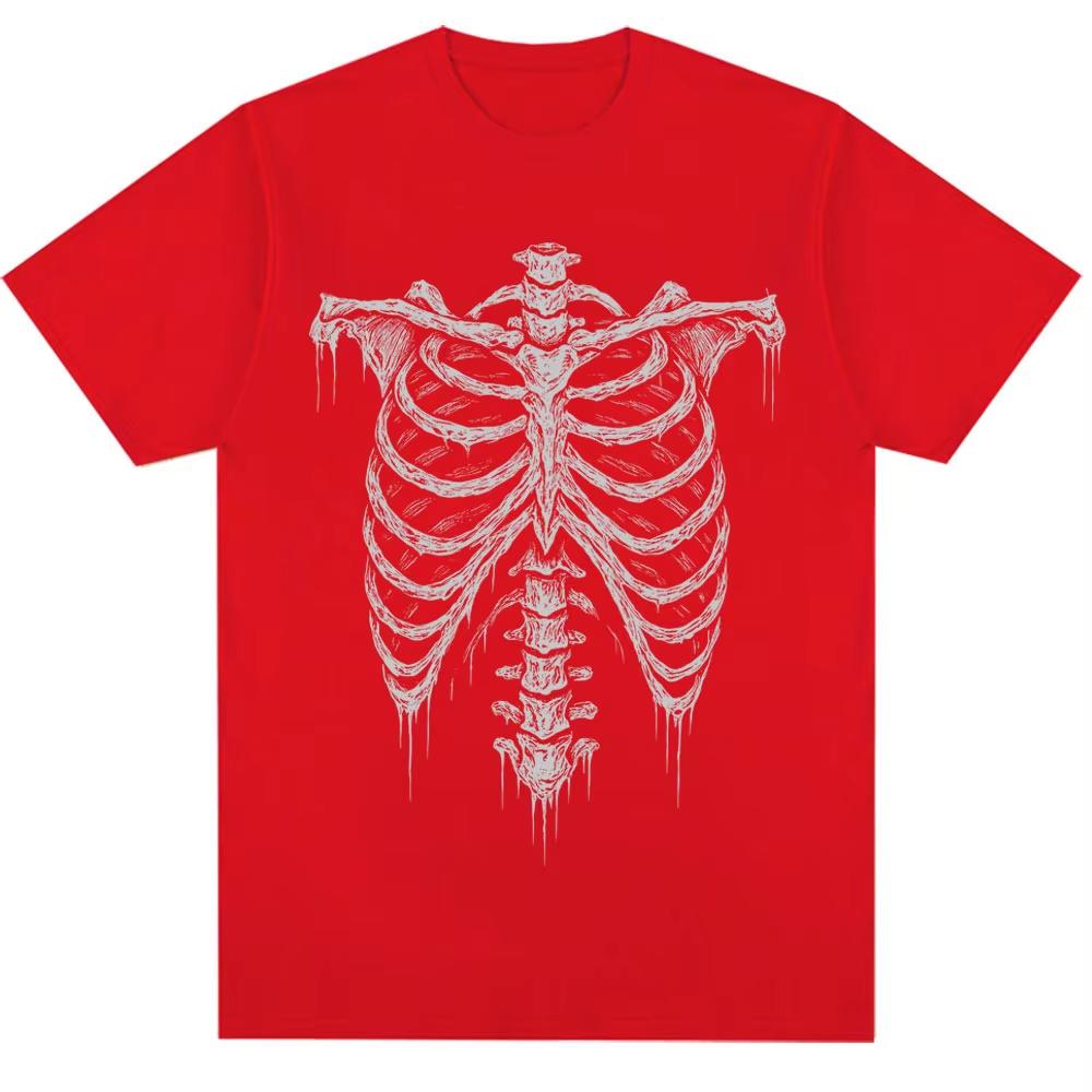 90s Vintage Style Rib Cage Graphic T Shirts Men Women Punk Y2k Harajuku Summer T-shirts Hip Hop Streetwear Oversized Tshirt