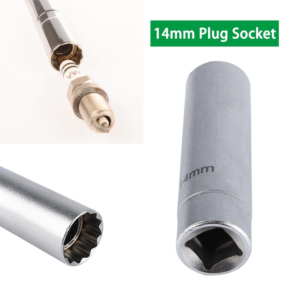 65mm Magnetic Spark Plug Socket Wrench 3/8 14MM Spark Plug Removal Tool Chrome