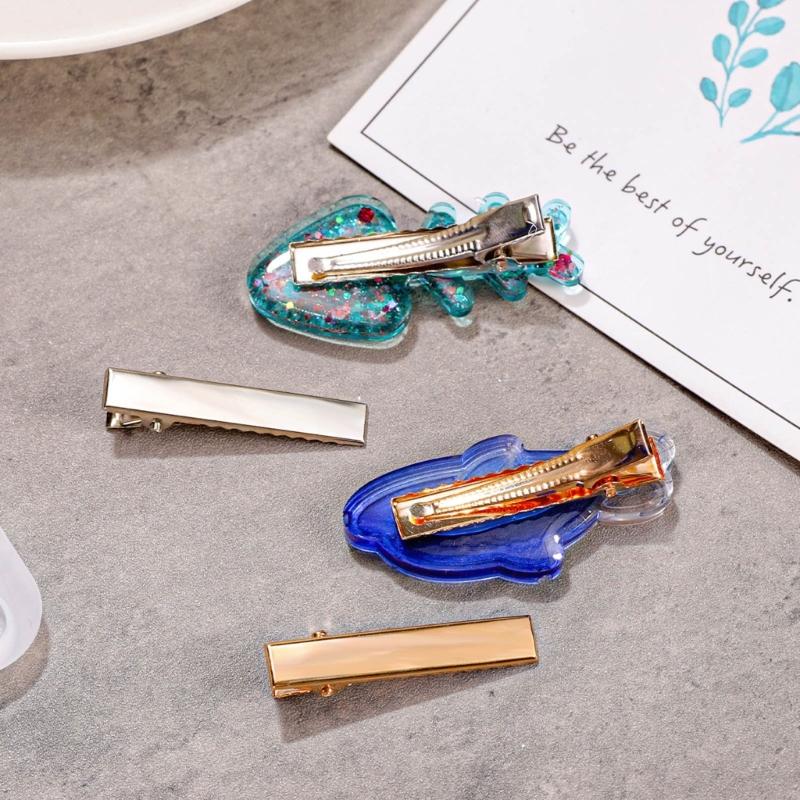 Silikonharzform Haarspangenformen Silikon-Gießwerkzeuge für Epoxidharzkunst Mädchen DIY Haarspange Anhänger Schlüsselanhänger