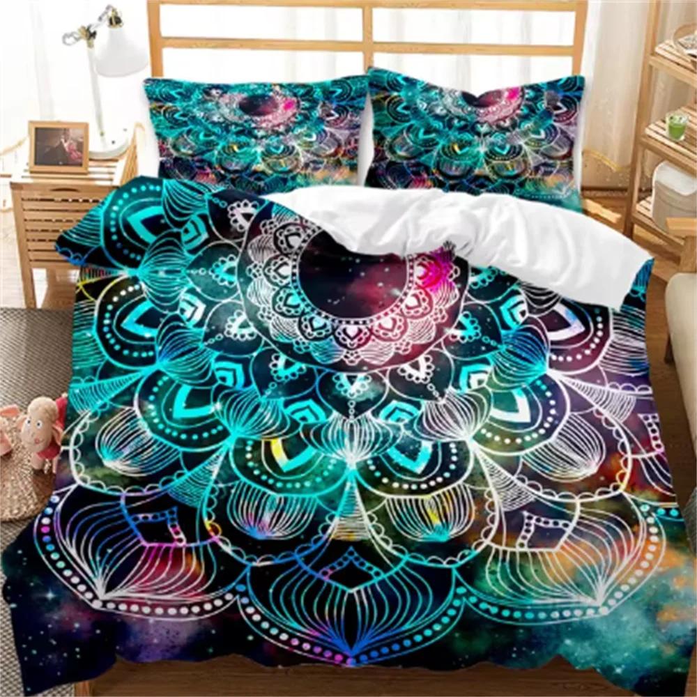 

Bohemian Mandala Duvet Cover - Blue Boho Chic Microfiber Bedding Set, Twin/Queen/King/Full Size for Kids & Teens US Twin(172x218cm)
