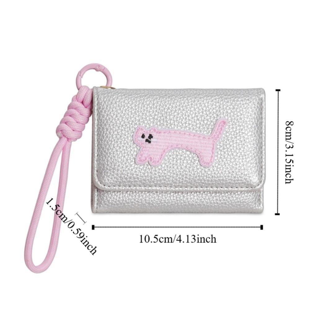 Cute Cat Women Three Fold Wallet Short Student Card Coin Purse Korean Cartoon Money Bag Girls