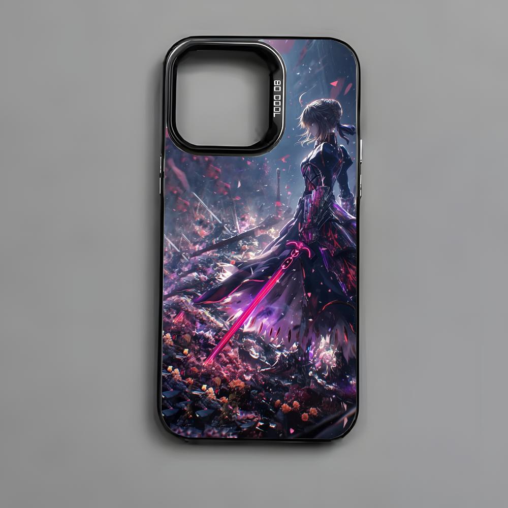 Fate Zero Stay Night S-Saber Phone Case For iPhone 16 15 14 13 12 11 Pro Max Black Matte Multicolor Laser Metallic Aurora Cover