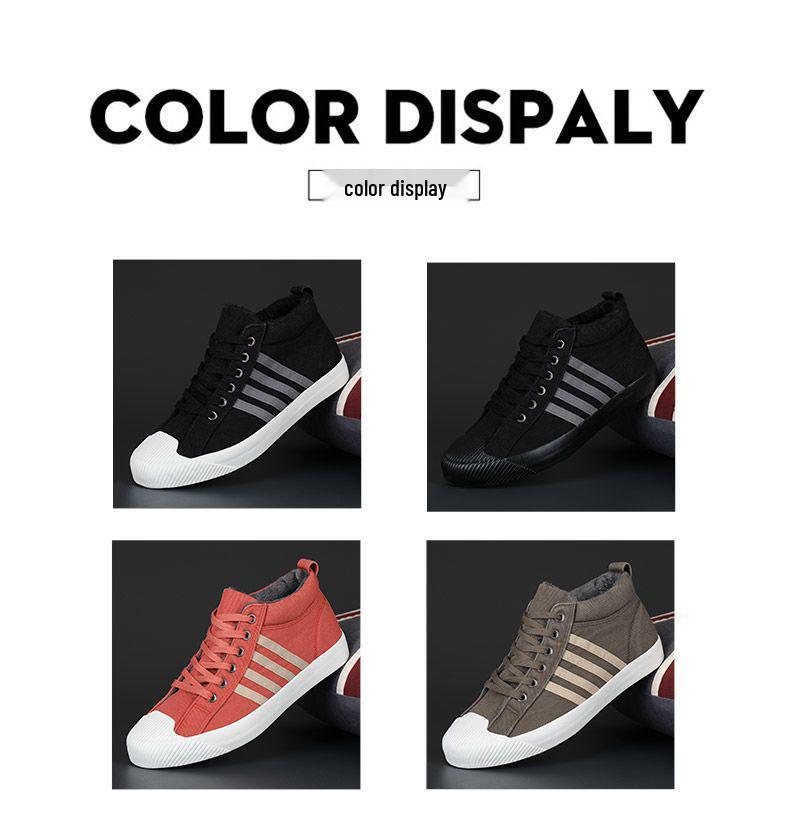 Herren Fleecegefütterte High-Top Canvas-Sneaker: Warme, vielseitige, lässige Winterschuhe.