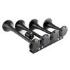 Bocina de Aire para Coche Súper Ruidosa de 135db y 12V con 4 Tubos Trompeta para Camión/Tren/Barco (Negro / plata)