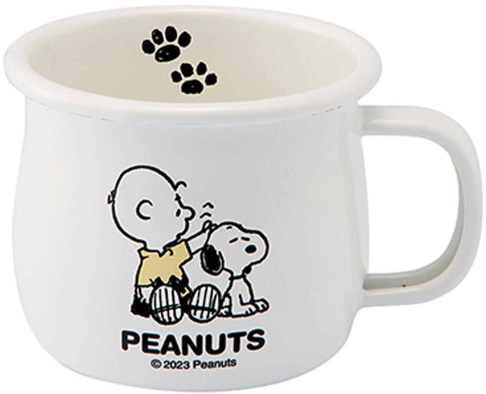 Toyo Horo PEANUTS Enamel W12 x x Mug, White, Size Approx. D9.5 H7.5, SNJ-2312