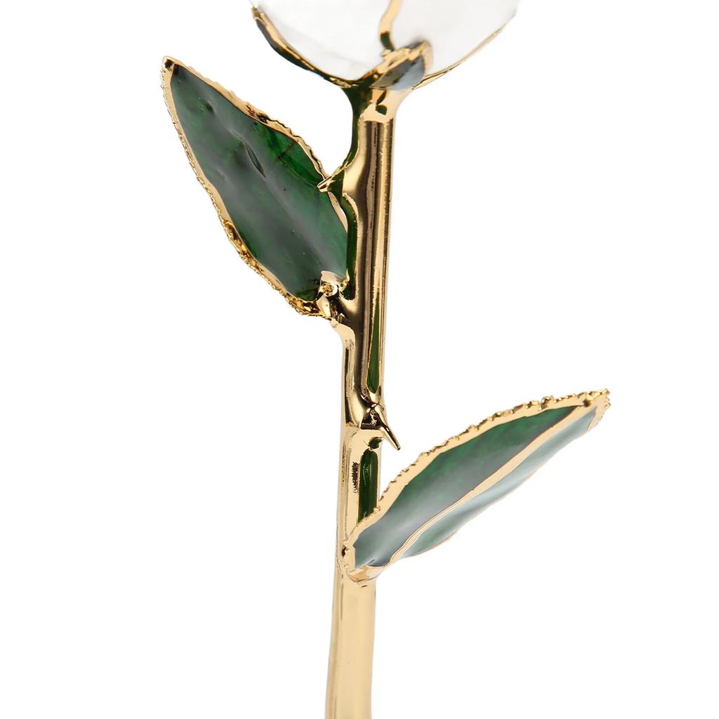 24K Gold Plated Rose With Stand Gold Dipped Rose Flower Decoration For Valentine's Day And Anniversary Home Decor Ornaments