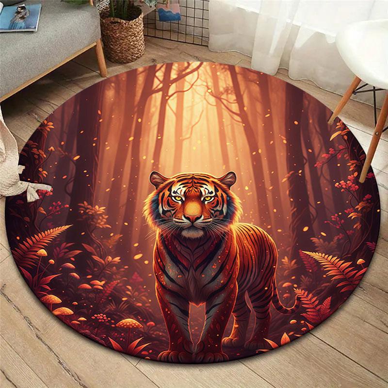 AnimalsElves Round Area Rug,Carpet Rug for Living Room Bedroom Sofa Playroom Decor,Non Slip Floor Mat