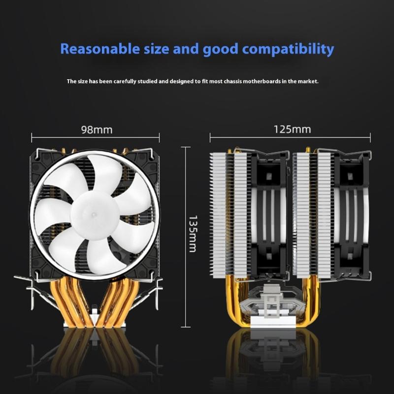 6 Heat Pipe ARGB CPU Air Cooling Fan PWM ARGB Cooling Fan For LGA PC Case Computer Hardware Thermal Management