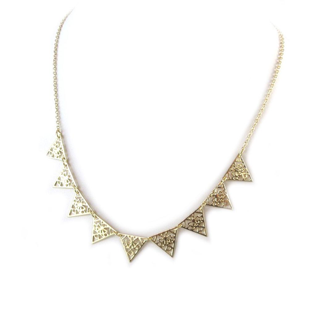 Les Trésors De Lily [N8788] - Golden 'Cleopatra' Designer Necklace (triangles)