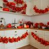 Artificial Maple Leaf Garland - Realistic Autumn Red, Orange, Yellow-Green Colors - Plastic Fall Vine Strips for Wedding Decor