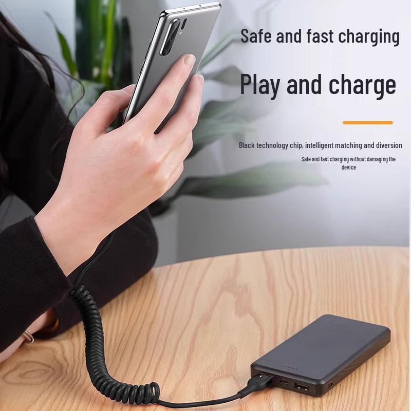 Spring Retractable Dual Type C To Lightning Cable for Huawei and iPhone 16