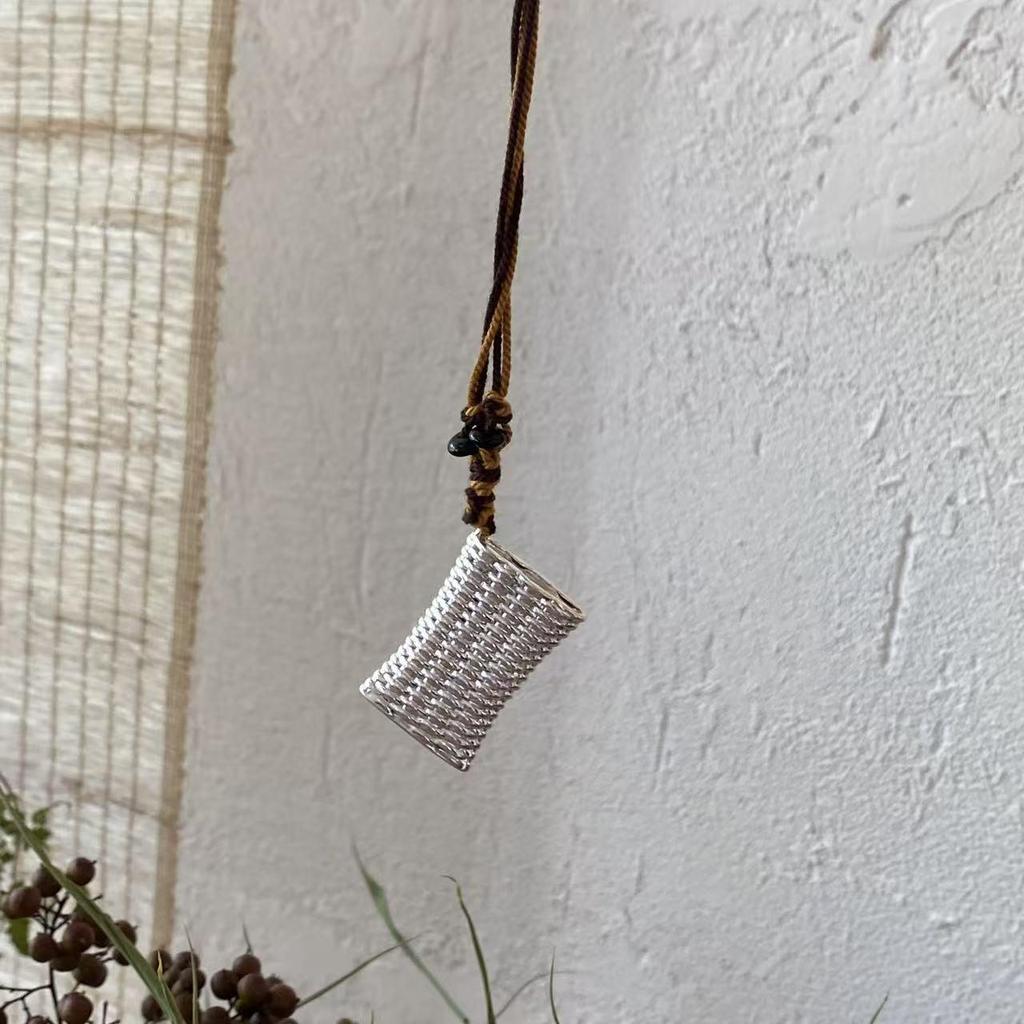 Handmade Woven Wine Pot Basket Pendant Necklace - Women's Fashion Long Sweater Chain Accessory