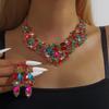 European & American Bridal Crystal Flower Necklace and Earrings Jewelry Set