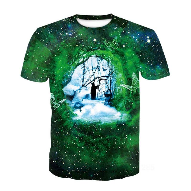 Men's Summer 3D Wolf Head Short Sleeve T-shirt Men's Large Youth Trendy Half Sleeve T-shirt