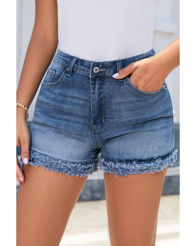 Azura Exchange High Waist Raw Hem Denim Shorts