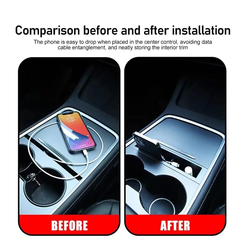 Car Center Console Armrest Storage Box For Tesla2026-2026 Model Y Model 3 Embedded Card Key Phone Charging Cable Organizer Case