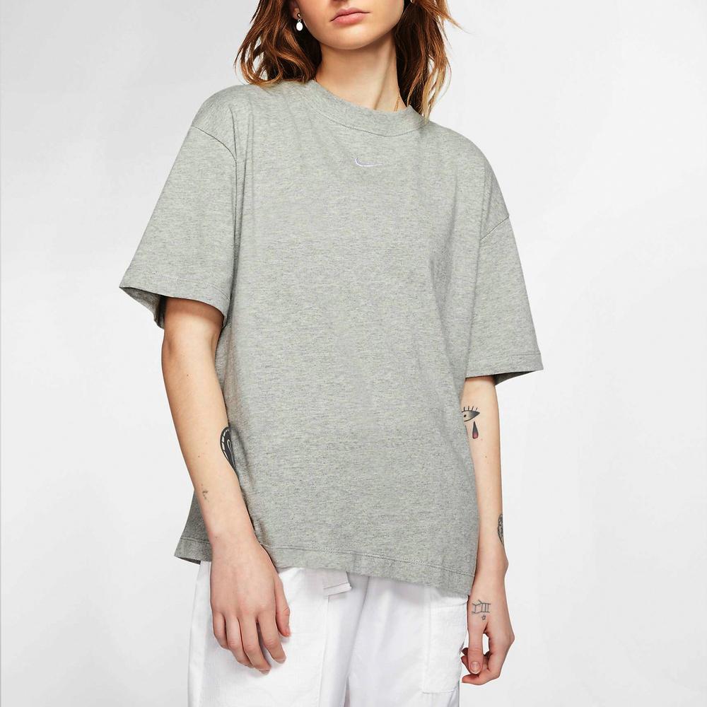 Nike Sportswear Essential Embroidered Logo Print Short Sleeve T-Shirt Women Tops Gray CT2587-063