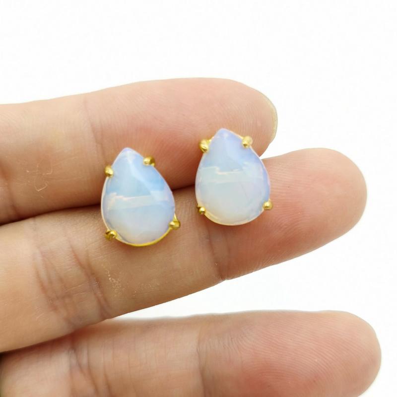 Casual Stud Earrings Water Drop Shape Faceted Natural Stone Earring Women Reiki Jewelry Fit for Party Anniversary Gift