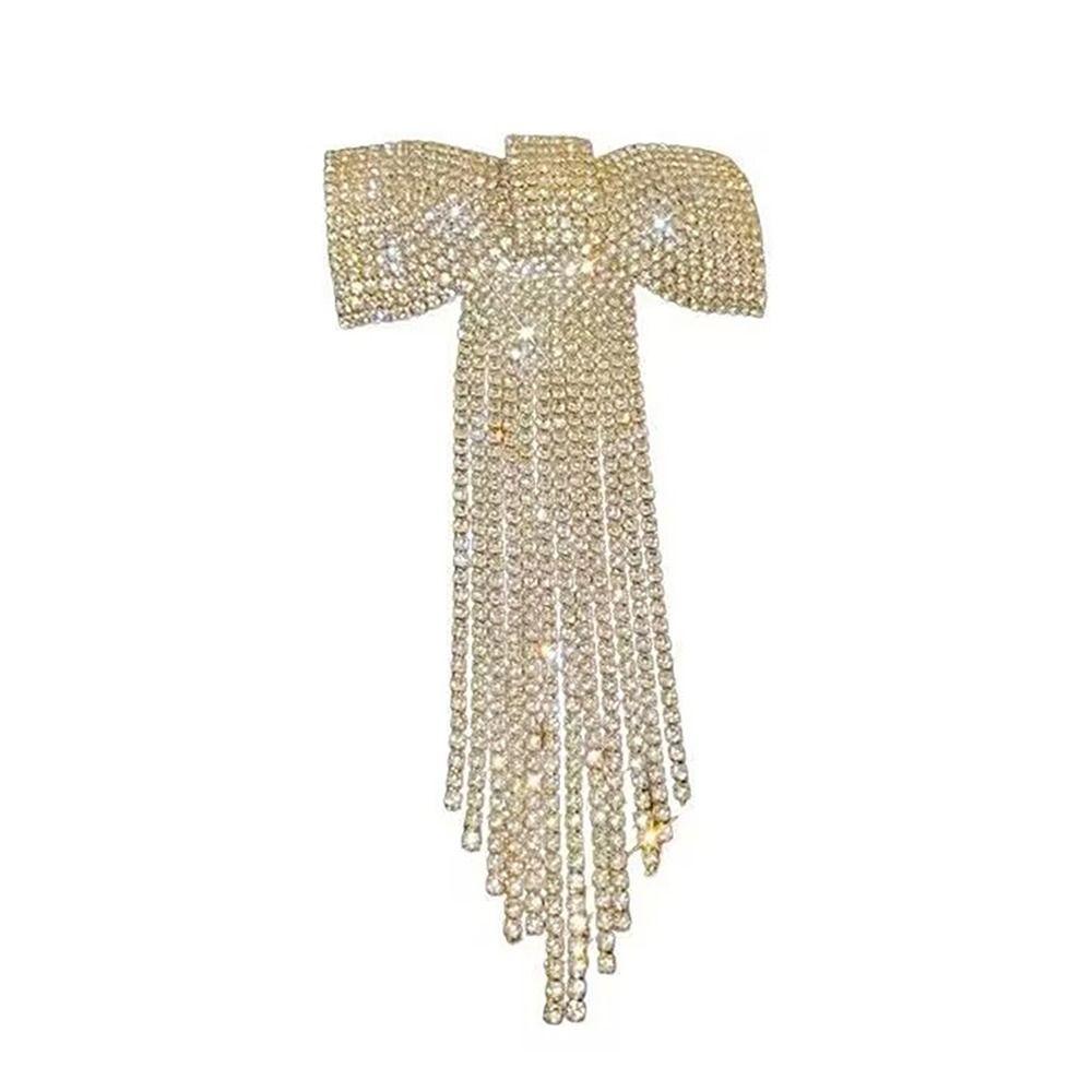Rhinestone Temperament Hair Clip Long Tassel Bow Hair Clip Fashion Spring Hair Clip for Women