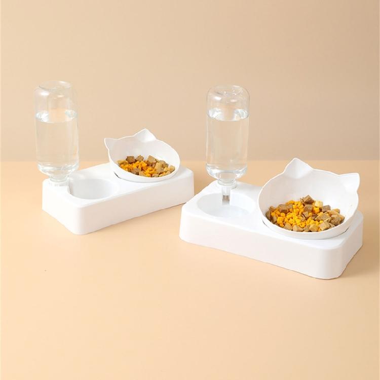 2 in 1 Dog Feeder Cats Food Water Bowl Double Bowl Anti-Leak
