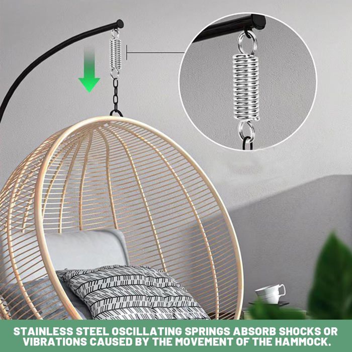 Ressort Oscillant pour Chaise Suspendue Ressort en Acier Inoxydable 304 avec Crochet Pivotant à 360° et 2 Mousquetons Kits (4 Pcs)