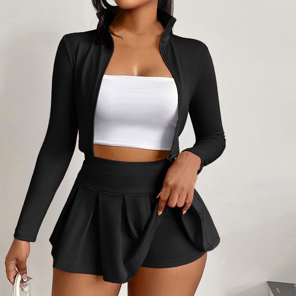 Women's Fashion Casual Hundred Sexy Undershirt Package Hip Pleated Skirt