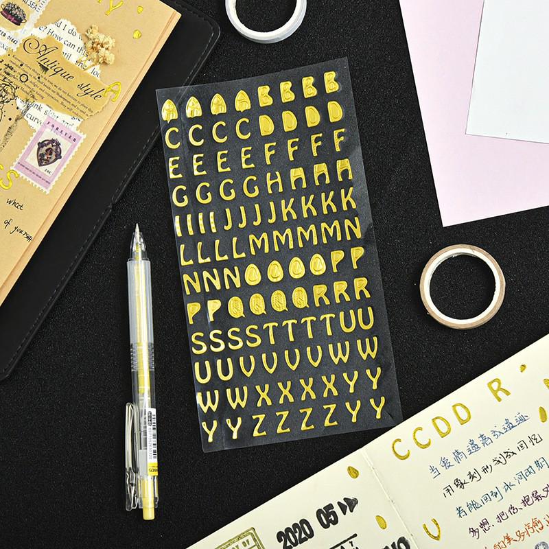 Stickere Creative cu Alfabet și Numere cu Ștanțare la Cald pentru Jurnale și Proiecte DIY