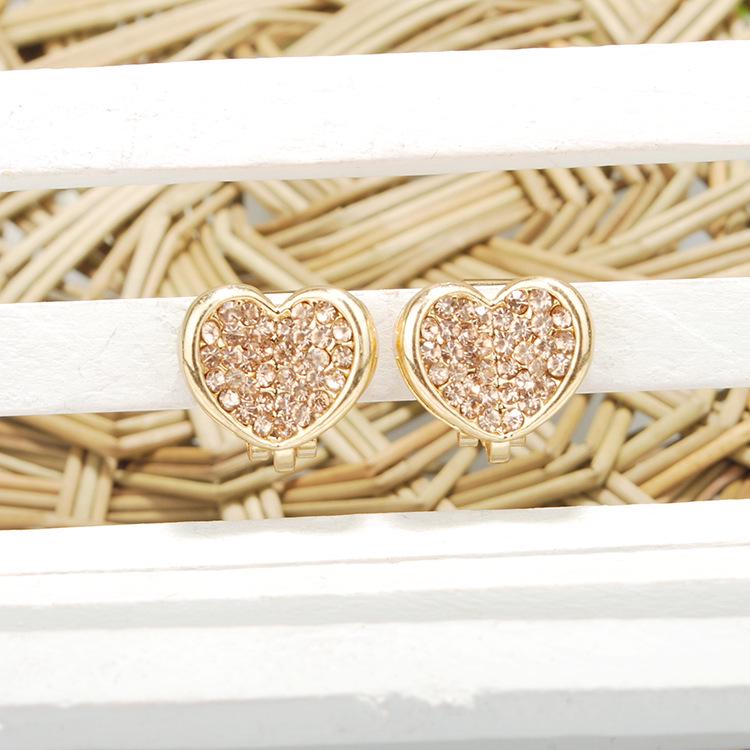 

Золотые серьги-клипсы в форме сердца со стразами для детей Ear Clip