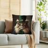 1pc Maine Coon Cat St. Patrick's Day Pillowcase, Soft and Comfortable Polyester Short Plush Fabric, Single-sided Print, Does Not Include Pillow Insert