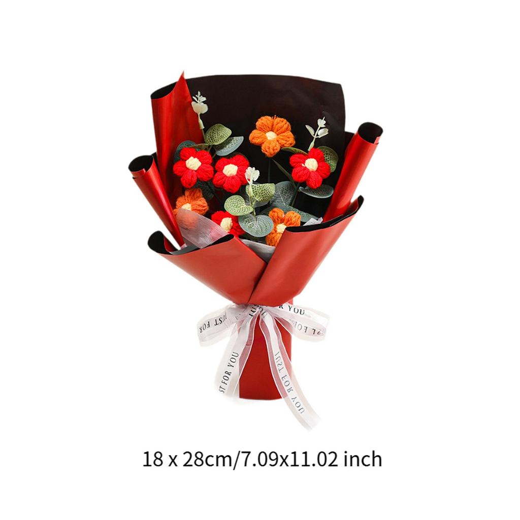 Dzianinowy Kwiat Gotowy Dekoracja Domu Bukiet Kwiatów Szydełkowych na Dzień Nauczyciela Urodziny Rocznicę Dzień Dziękczynienia Kobiety