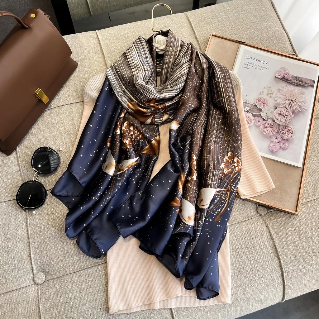 Spring Scarf Women's Luxury Design Scarf Silk Smooth Scarf Soft Muslim Headband Shawl Beach 90x180cm  New