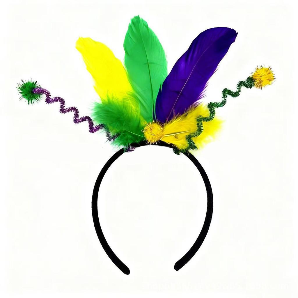 

Mardi Gras Carnival Costume Set With Sexy Crop Top And Short Skirt For Stage Performance Headwear,FreeSize