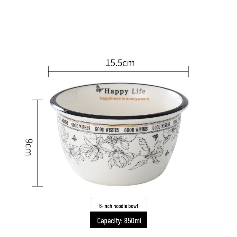 Elegant Ceramic Tableware Set: Thickened Bowls & Plates with Gift Box
