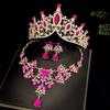 Bridal Crown Three Piece Suit Wedding Crown Tiara Necklace Earrings Korean Super Fairy Wedding Dress Accessories