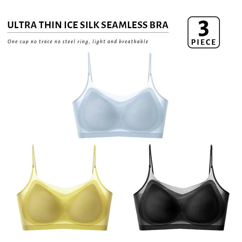 3PCS/Set Nahtlose Damenunterwäsche, Ultradünner BH, Push-Up-BH, Kabelloser Vollschalen-BH, Atmungsaktives Bralette, Intime Lingerie Damen
