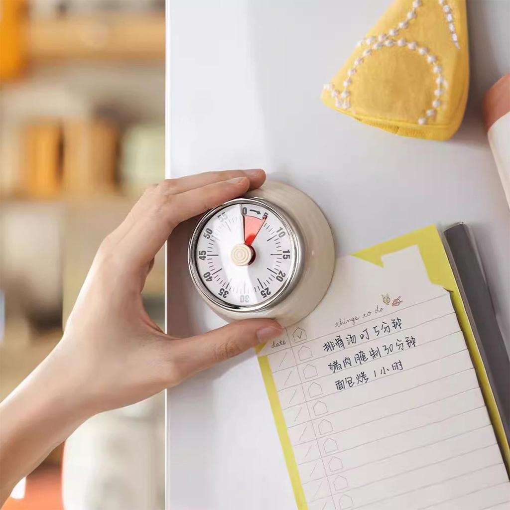 Mechaniczny minutnik kuchenny, 60-minutowy wizualny zegar odliczający, głośny magnetyczny przypominacz do zarządzania czasem podczas gotowania